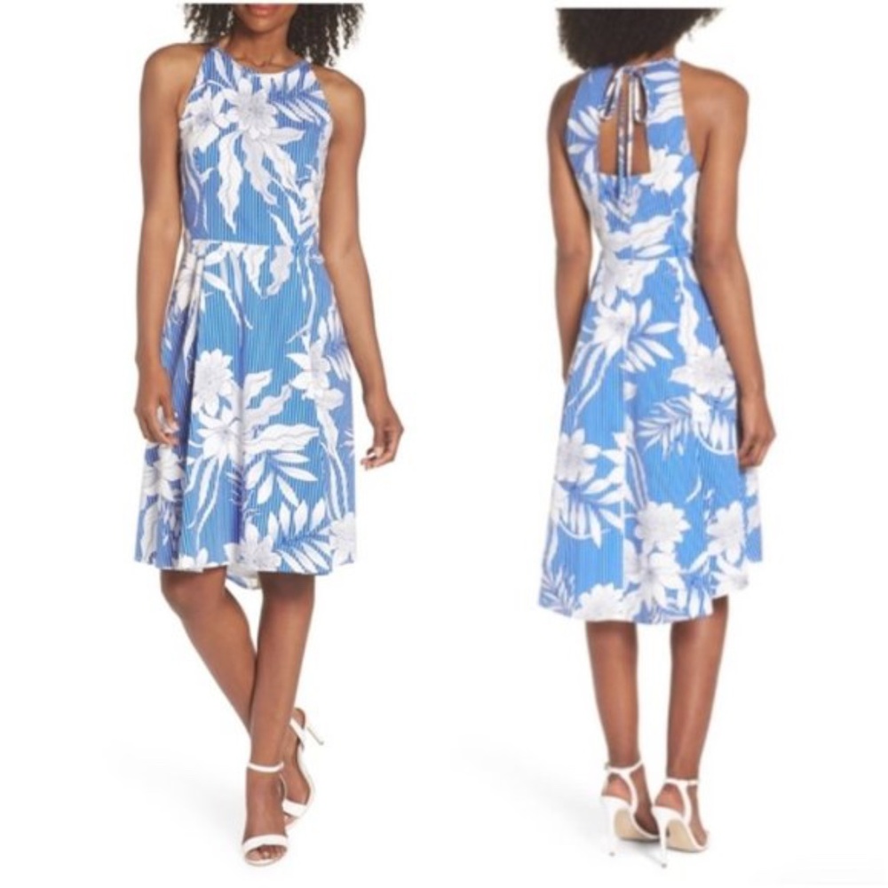MAGGY LONDON | Print Poplin Fit & Flare Dress NWT